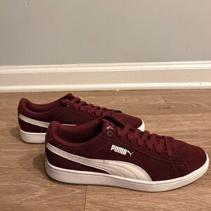 Puma Maroon and White Casual Sneakers